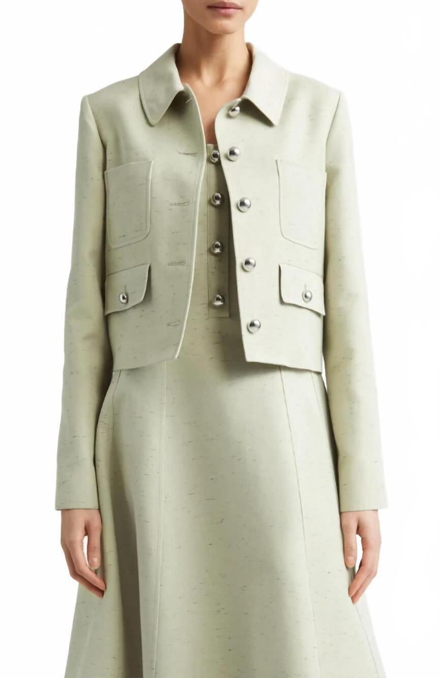 NEW ALTUZARRA astley crop flecked jacket in green lily